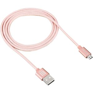 HAWEEL 1m Woven Style Metal Head 3A High Current Micro USB to USB Sync Data Charging Cable  For Samsung  Huawei  Xiaomi  LG  HTC and other Smartphones(Rose Gold)