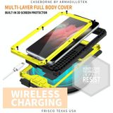 For Samsung Galaxy S21 Ultra 5G R-JUST Sliding Lens Cover Shockproof Dustproof Waterproof Metal + Silicone Case with Invisible Holder(Yellow)