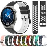 Voor Huawei Watch GT3 Pro 46 mm 22 mm tweekleurige poreuze siliconen horlogeband (zwart + wit)