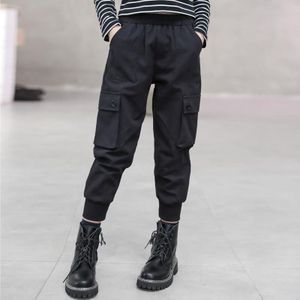 Girl Winter Loose Casual Overalls Pants Trousers (Color:Black Size:150cm)