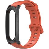 For Xiaomi Mi Band 6 / 5 / 4 / 3 Mijobs Flat Hole Silicone Watch Band  Style:GT Case(Orange+Black)