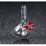 S925 Sterling Silver Pendant Christmas Wind Chimes with Bow Cute Bells Beads DIY Bracelet Necklace Accessories