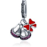 S925 Sterling Silver Pendant Christmas Wind Chimes with Bow Cute Bells Beads DIY Bracelet Necklace Accessories
