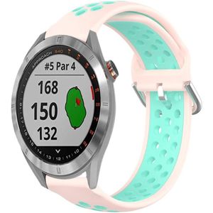Voor Garmin Approach S40 20 mm geperforeerde ademende sport siliconen horlogeband (roze + watereend)
