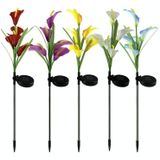 3PCS Simulated Calla Lily Flower 5 Heads Solar Powered Outdoor IP65 Waterproof LED Decorative Lawn Lamp  Colorful Light(Purple)