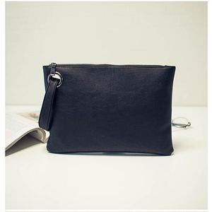 Simple Retro Ladies Handbag Fashion Large Capacity Clutch Bag Zipper Envelope Bag(Black)