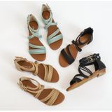 Dames Zomer Wedge Sandalen Open-Teen Dik-Soled Romeinse Stijl Sandalen  Maat: 41 (Abrikoos)