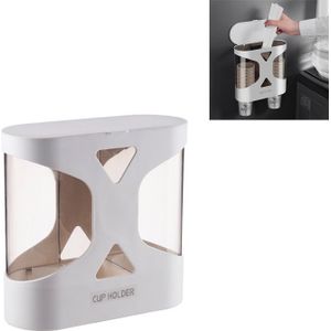 Free Punching Dustproof and Waterproof Wall-mounted Double Cup Holder isposable Cup Taker(White)