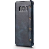 For Galaxy S8 Denior Oil Wax Cowhide Simple Horizontal Flip Leather Case with Card Slots & Wallet(Dark Blue)