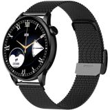 HD1 1 3 inch AMOLED -scherm Smart Watch met NFC -functie (Black Steell+Silicone Strap)