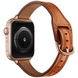 Women Starry Sky Style Leather Replacement Strap Watchband For Apple Watch Series 7 & 6 & SE & 5 & 4 44mm  / 3 & 2 & 1 42mm(Brown Rose Gold Buckle)