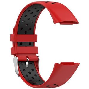 Voor Fitbit Charge 5 Double Color Metal Gesp Gat Silicone Watch Strap (Red Black)