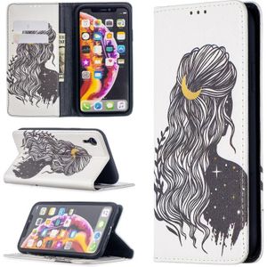 Colored Drawing Pattern Invisible Magnetic Horizontal Flip PU Leather Case with Holder & Card Slots & Wallet For iPhone XR(Girl)