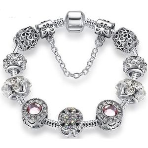 2 PCS Women Fashion Simple Panjia Opal Crystal Alloy Bracelet  Length:18cm(Silver)