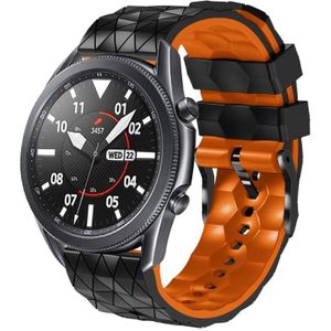 For Huawei Watch 3 22mm Football Pattern Two-Color Silicone Strap(Black+Orange)