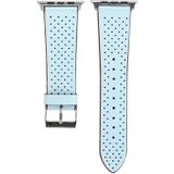 For Apple Watch Series 3 & 2 & 1 42mm Simple Fashion Genuine Leather Hole Pattern Watch Strap(Blue)