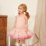 Girls Sling Puffy Solid Color Dress (Color:Cream Beige Size:100)