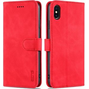 AZNS Skin Feel Calf Texture Horizontal Flip Leather Case with Card Slots & Holder & Wallet For iPhone XS Max(Red)