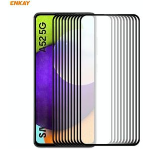 For Samsung Galaxy A52 5G / 4G  5G 10 PCS ENKAY Hat-Prince Full Glue 0.26mm 9H 2.5D Tempered Glass Full Coverage Film