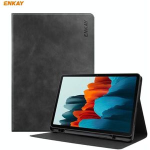 ENKAY ENK-8026 Cow Texture PU Leather + TPU Smart Case with Pen Slot for Samsung Galaxy Tab S7 11.0 T870 / T875(Black)