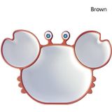 Children One-Piece Full Silicone Table Cartoon Crab Separation Plate(Brown)