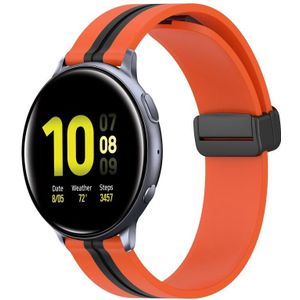 Voor Samsung Galaxy Watch Active 2 40 mm 20 mm opvouwbare magnetische sluiting siliconen horlogeband (oranje + zwart)