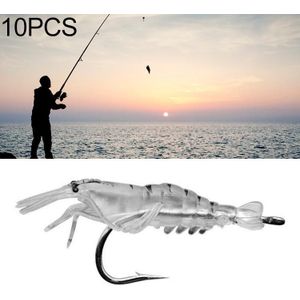 10 PCS 4cm Fishing Soft Artificial Shrimp Bait Lures Popper Poper Baits with Hook (Transparent)