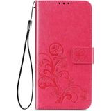Four-leaf Clasp Embossed Buckle Mobile Phone Protection Leather Case with Lanyard & Card Slot & Wallet & Bracket Function For Samsung Galaxy S30 Plus(Magenta)