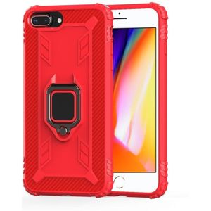 For iPhone 6 / 7 / 8 Carbon Fiber Protective Case with 360 Degree Rotating Ring Holder(Red)