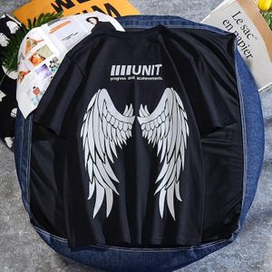 Wings Reflective Round Neck Short-sleeved Loose Printed Cotton T-shirt (Color:Black Size:XXL)