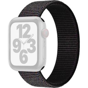 Nylon vervangende horlogeband met enkele ronde  grootte: L 155 mm voor Apple Watch Series 7  6  SE  5  4 40 mm / 3  2 en 1 38 mm (zwart)
