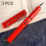 3 PCS School Office Extra Fine Titanium Alloy Nib Transparent Piston Fountain Pen(Red)  Random Delivery (0.5mm/0.38mm Nib)