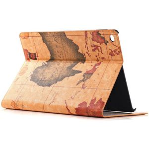 Retro Wereldkaart patroon lederen hoesje met houder & opbergruimte voor pinpassen & portemonnee voor iPad Air 2  (bruin)