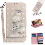 3D Colored Drawing Squirrels Pattern Horizontal Flip Leather Case for Nokia 4.2  with Holder & Card Slots & Wallet