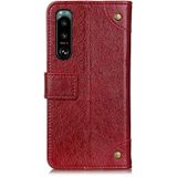 For Sony Xperia 5 III Copper Buckle Nappa Texture Horizontal Flip Leather Case with Holder & Card Slots & Wallet(Red Wine)