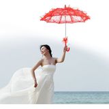 Wedding Parties Bridal Lace Cotton Umbrella Dancing Photography Prop Umbrella(Purple)