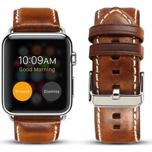 For Apple Watch Series 5 & 4 44mm / 3 & 2 & 1 42mm Oil Wax Retro Cowhide Strap Watchband(Brown)