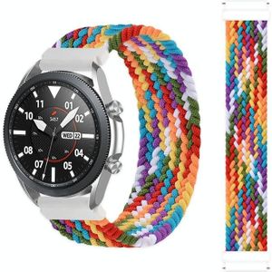 For Samsung Galaxy Watch Active / Active2 40mm / Active2 44mm Adjustable Nylon Braided Elasticity Replacement Strap Watchband  Size:135mm(Rainbow)
