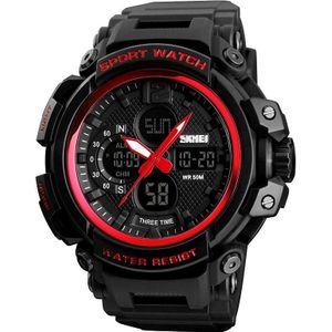 SKMEI 1343 Men Outdoor Sports Waterproof Watch Student Digital Watch(Red Black )