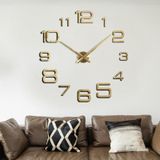 Acrylic Digital Wall Clock Home Living Room Wall Sticker Clock(Gold)