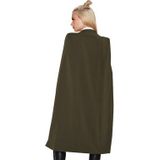 Women Casual Cape Unbuttoned Shawl Coat(Color:Army Green Size:S)