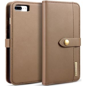 DG.MING Lambskin Detachable Horizontal Flip Magnetic Case for iPhone 8 Plus & 7 Plus  with Holder & Card Slots & Wallet(Brown)