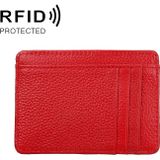 KB37 Antimagnetic RFID Litchi Texture Leather Card Holder Wallet Billfold for Men and Women (Red)