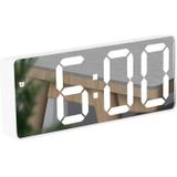 Mirror Bedside Alarm Clock Battery Plug-In Dual-Purpose LED Clock  Colour: Rectangular White Shell (Mirror White Light)