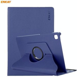 ENKAY ENK-8028 360 Degree Rotation PU Leather Smart Case with Auto Sleep and Holder Function For Samsung Galaxy Tab S6 Lite P610 / P615(Dark Blue)