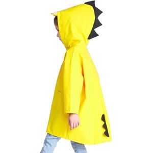 Cartoon Dinosaur Children Fashion Raincoat Size: XXL(Yellow)