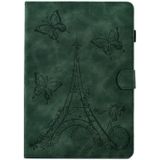 Voor iPad Air / Air 2 / 9.7 2017 / 9.7 2018 Toren reliëf lederen Smart Tablet Case(Groen)