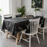 Marble Pattern Minimalist Tablecloth Cover Table Cloth Cotton Linen Dust-proof Cabinet Cloth  Size:140x200cm(Black)