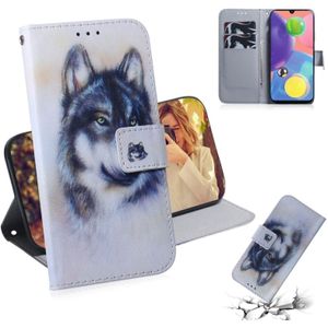 For Galaxy A70s Combined Pattern Magnetic Attraction Horizontal Flip Leather Case  Support Holder & Card Slot & Wallet(White Wolf)