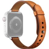 14mm Couple Style Leather Replacement Strap Watchband For Apple Watch Series 7 & 6 & SE & 5 & 4 40mm  / 3 & 2 & 1 38mm(Semi-oiled Silver Buckle)